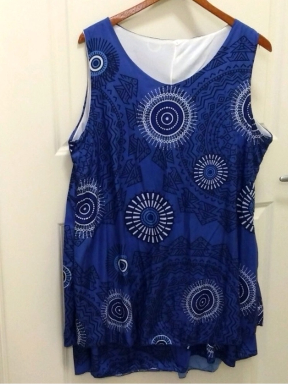 Blue Sleeveless Printed Tunic Top